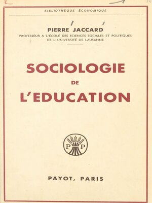 cover image of Sociologie de l'éducation